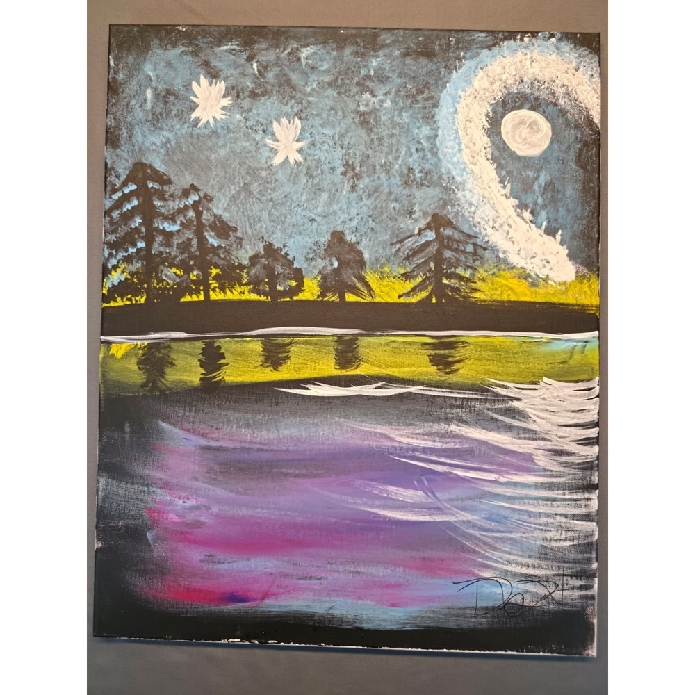 Original Acrylic Landscape Painting on Canvas 20x16 Signed Textured Art